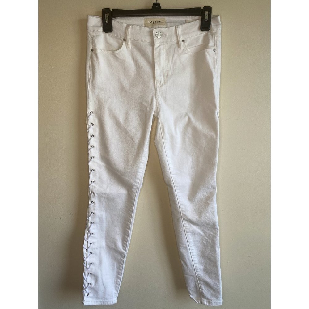 PacSun Lace Up White Jeans